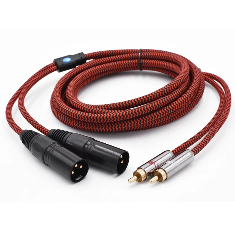 Audiofilski kabel Audio Dual XLR do podwójnego RCA do wzmacniacza mikrofonu Soundbox kabel ekranujący 2 RCA do 2 XLR 3 Pin 1M 2M 3M 3M 5M 8M