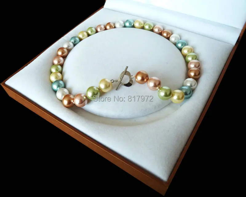 

12mm Green Pink Yellow Colorful Natural South Sea Shell Pearl Bead Highlight Bead Necklaces Love Clasp Pendant