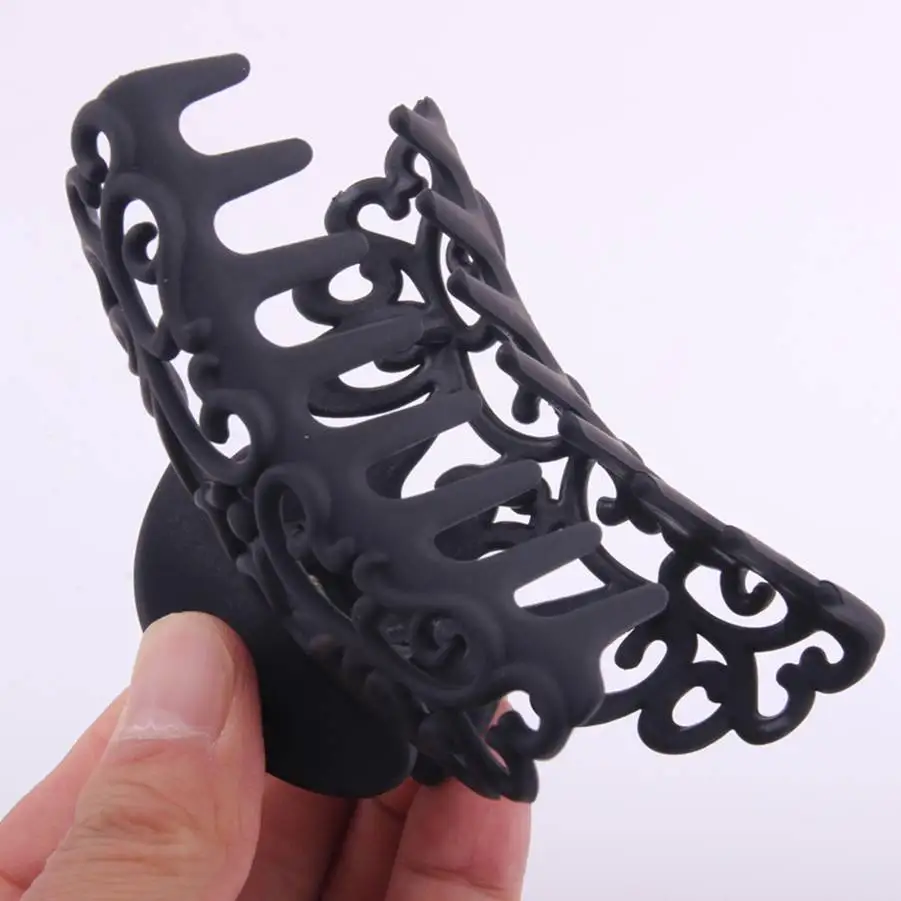 HOT Ladies Womens Hairdress Large Hair Claw Clip Barrette Crab Clamp Scrub Plastic Hollow Flower Hair Accessories