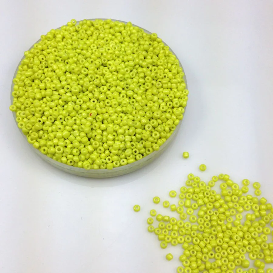 16g 1000pcs 2mm 12/0 Yellow Neon Color Opaque Round Loose Spacer Beads Cezch Glass Seed Beads Handmade Jewelry DIY Garment Bead