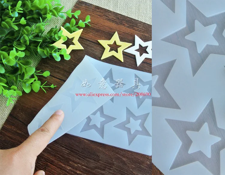 8cavity Hollow five-pointed star shape Silicone baking mold chocolate mold decorating for fondant cake cupcake top Free shipping