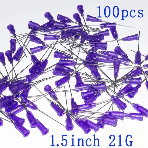 100 개, 루어 잠금 장치가 있는 디스펜스 바늘 21G x 1.5 인치 무딘 팁 주사기 바늘, 산업용 많은 액체 혼합, 비 살균