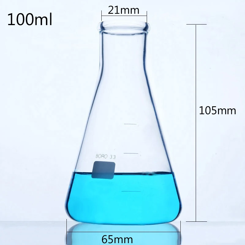 10 pieces/lot 100mL Glass Conical Flask Chemistry Erlenmeyer Flask Borosilicate high temperature resistance Laboratory Equipment