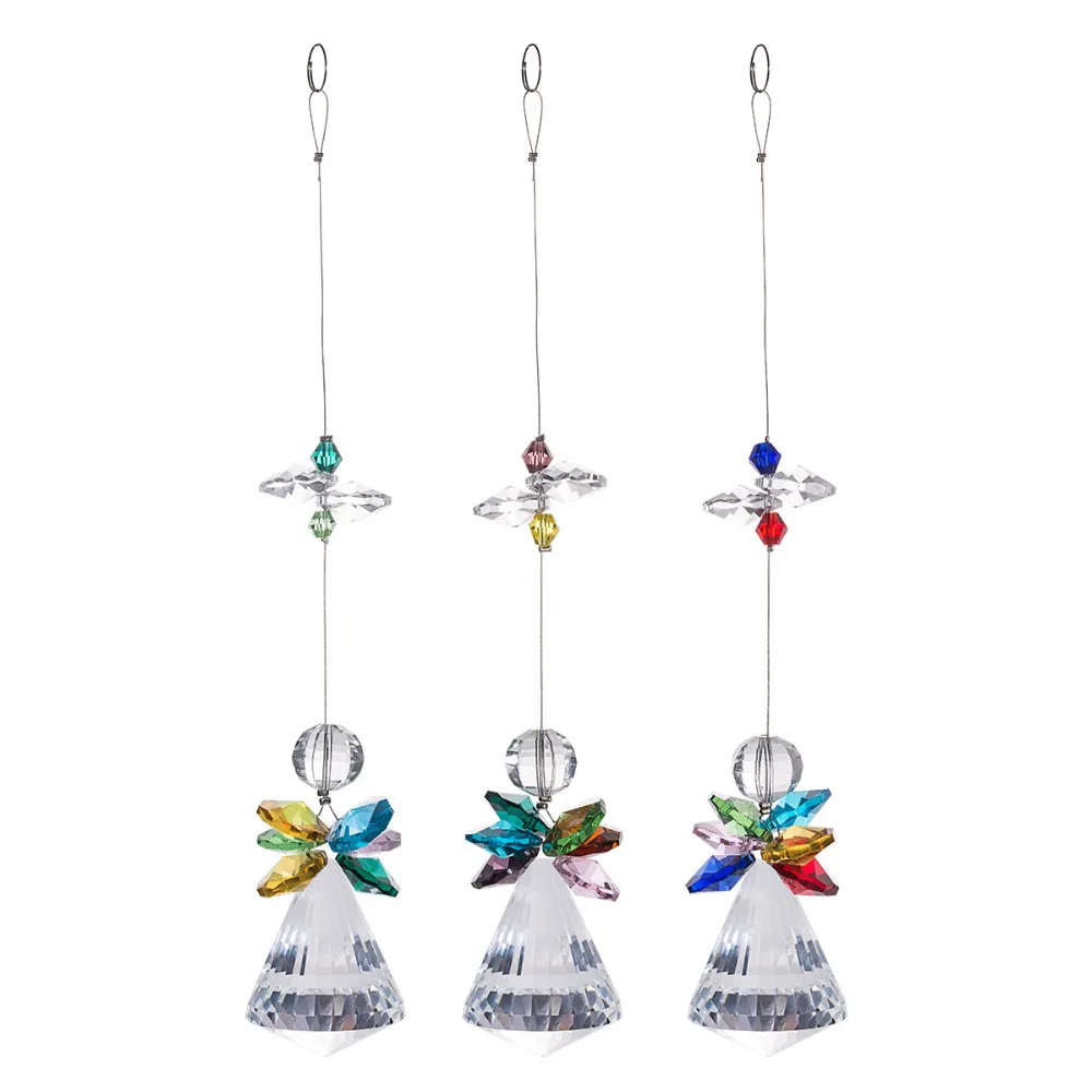 Tapered bell Crystal Colorful Lamp Rainbow Prisms Loquat Shape Chandelier Glass Christmas Tree Pendant Suncatcher For Home Gift