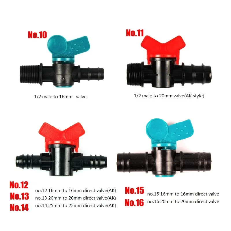 5 sztuk 16-rodzajów taśma do irygacji kropelkowej zawory kulowe 1/2 \