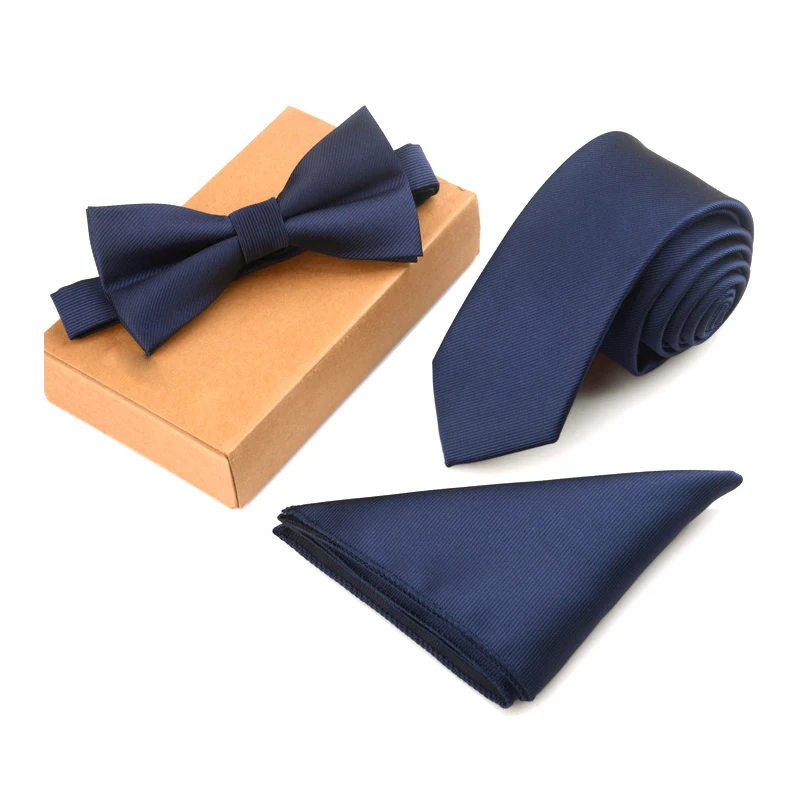 GUSLESON-Conjunto de corbata ajustada para Hombre, corbata cuadrada de bolsillo, pañuelo Papillon, Pajarita