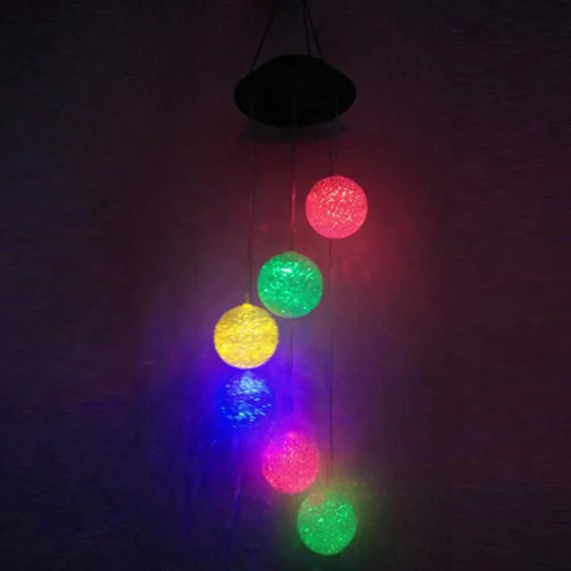 Led Solar Lamp Solar Light Wind Chimes Outdoor Color Changing Rainproof LED Birds Or Balls Wind Chime Home Garden Decor