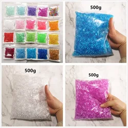 500g 21colors Clear Rice Fishbowl Flat Beads Transparent Slime Accessories Toy DIY Handmade Slime Crystal Mud Particles Filler
