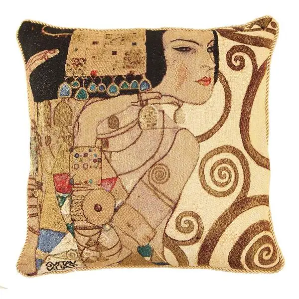 Cushion Cover Cushion pillow Gold Double Jacquard Knitting Weave Throw Pillow Covers Cushion Case Gustav Klimt Kiss Tree of life