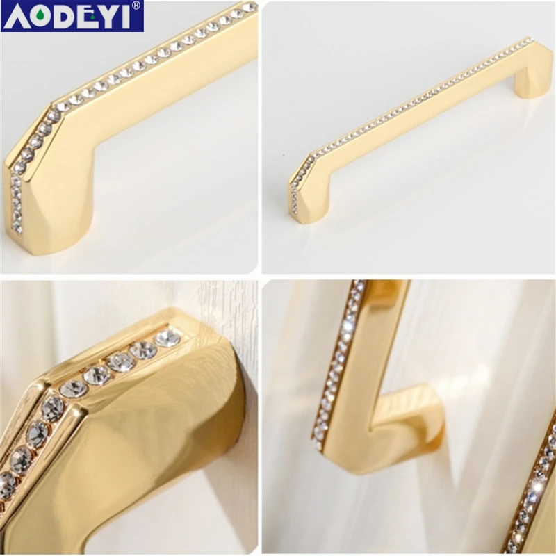 24K Gold Or Chrome Czech Crystal Drawer Cabinet Knobs Wardrobe Door Handle Furniture Knobs Pull Handles 2 Size Never Fade
