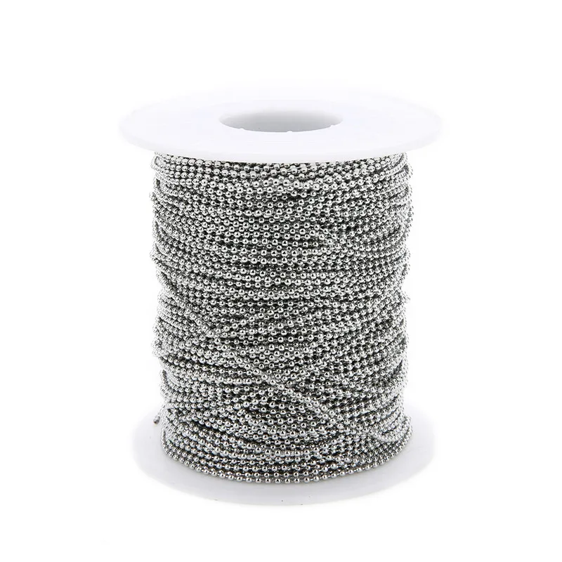 5meter Dia 1.5mm 2mm Stainless Steel Ball Bead Chains Necklace Findings Metal Bracelet Chain Bulk Diy Jewelry Making Accessories