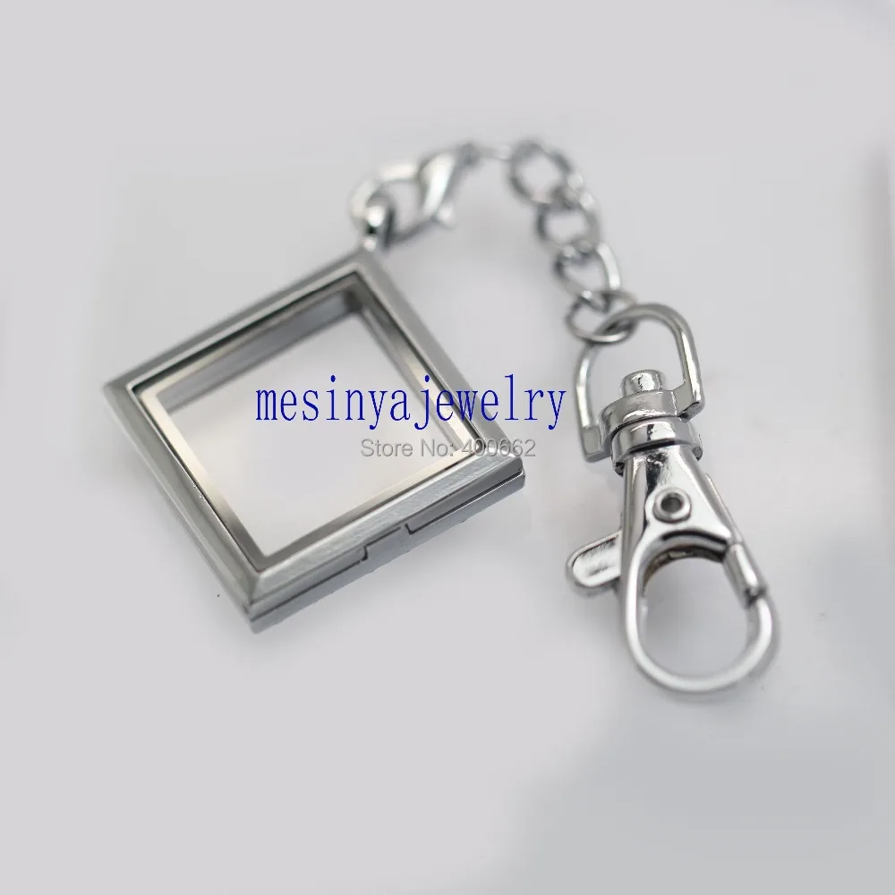 10pcs black  plain rhombus memory living glass locket key rings keychains Xmas mother's gift