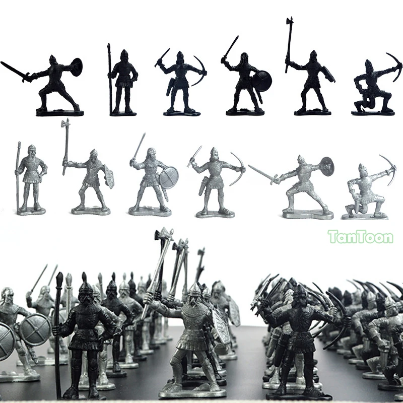 

60Pcs Roman Soldier Ancient warrior Model dolls Action Figures Toys Kit DIY Medieval Warrior Model 5-7cm height