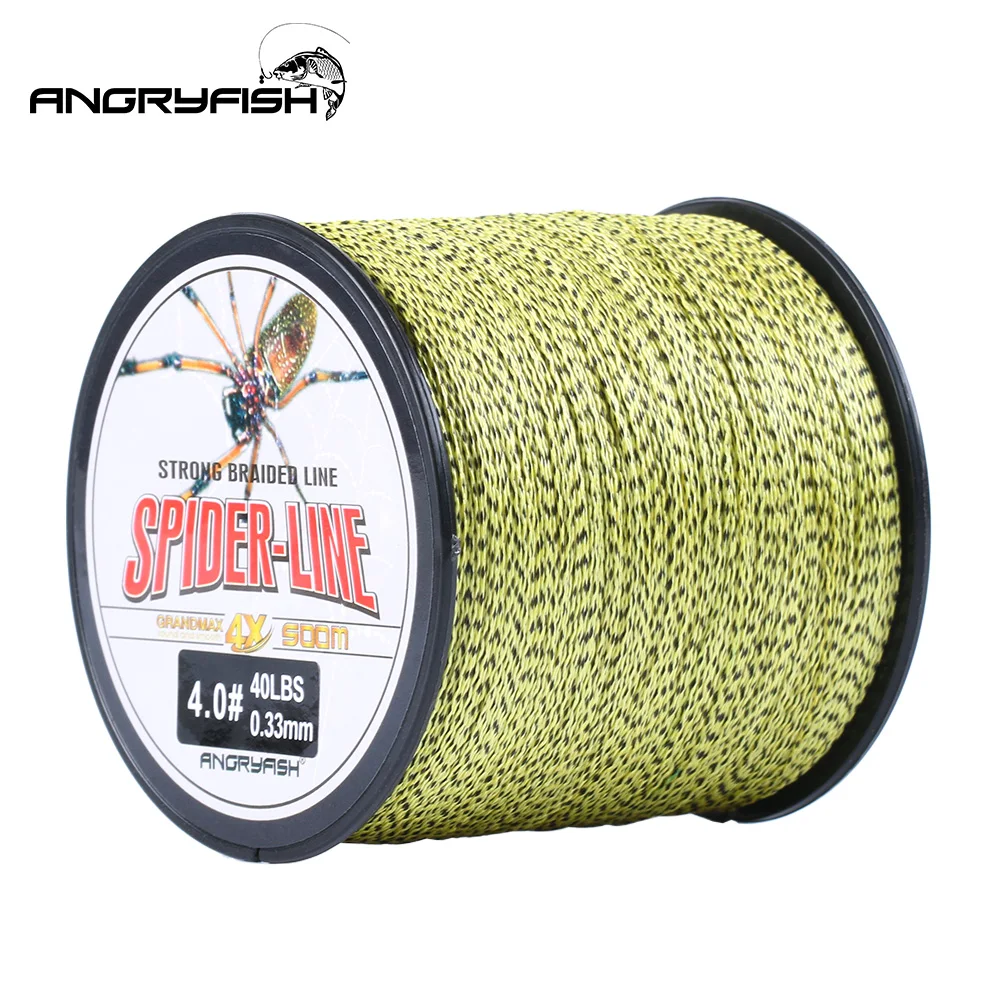 Angryfish 4 Strands 300M/500M PE Braided Fishing Line Camouflag Multifilament Fishing Line 10-60LB for Freshwater Seawater