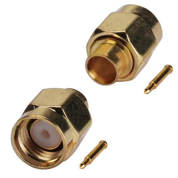 

10x SMA male plug solder RF Coax connector for semi-rigid RG402 0.141 inch cable Gold