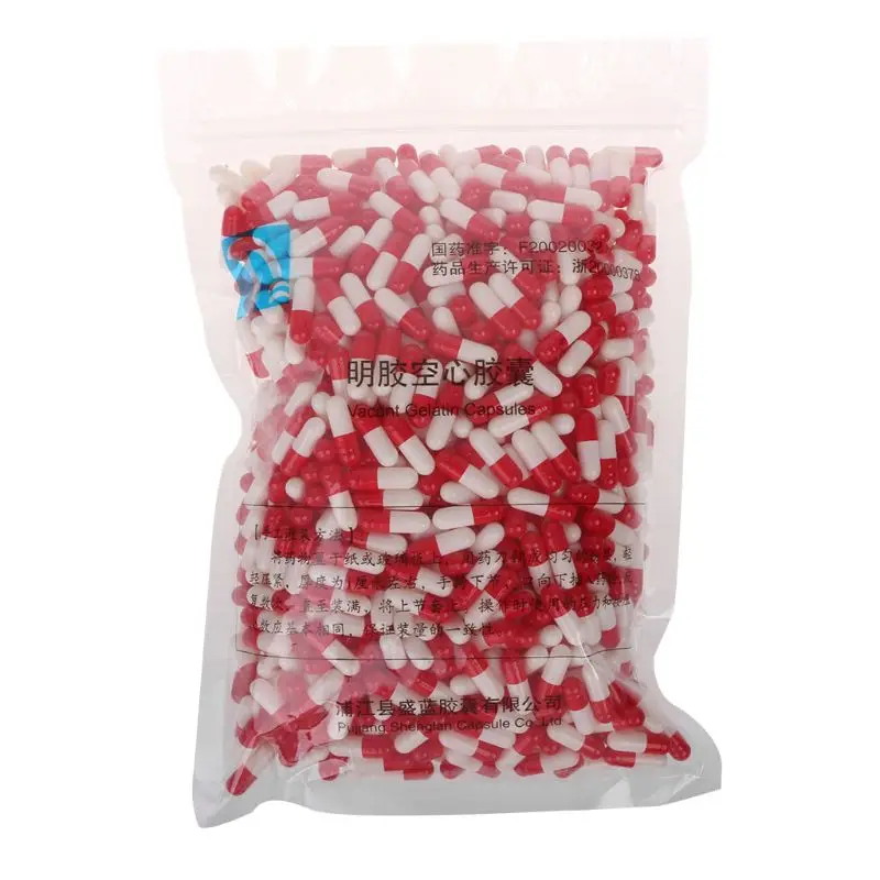 1000Pcs Empty Hard Gelatin Capsule MedicineCapsule 0#Red And White Empty Pill