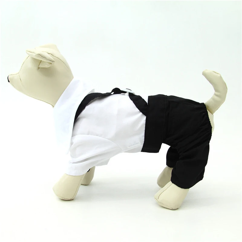 Ubrania dla zwierząt Puppy pies kombinezon garnitur muszka Tuxedo Shirt stylowe ślubne formalne odzież-S M L XL XXL -biały czarny 20A