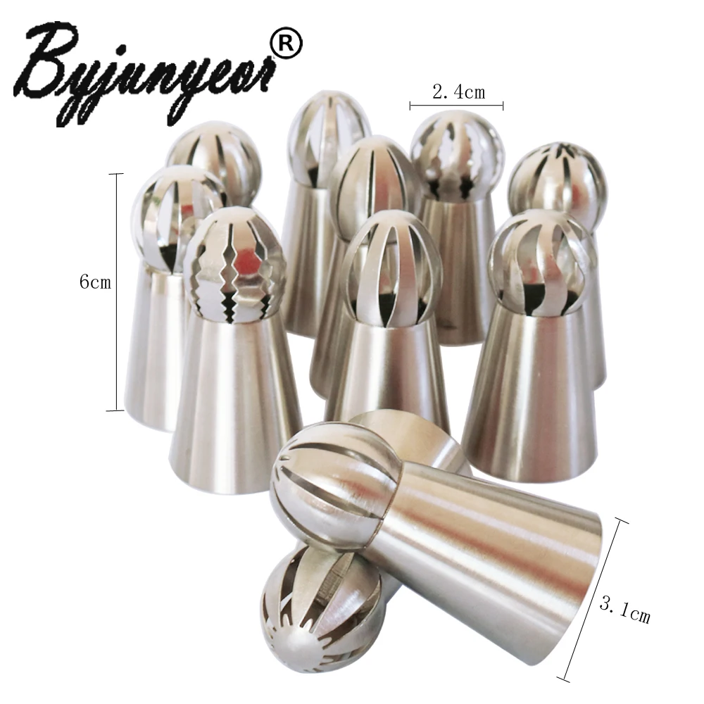 21PCS/SET Spherical Ball Stainless Steel Icing Piping Globular Nozzle Pastry Tips Cream Fondant Cupcake Baking Tip Tool CS084