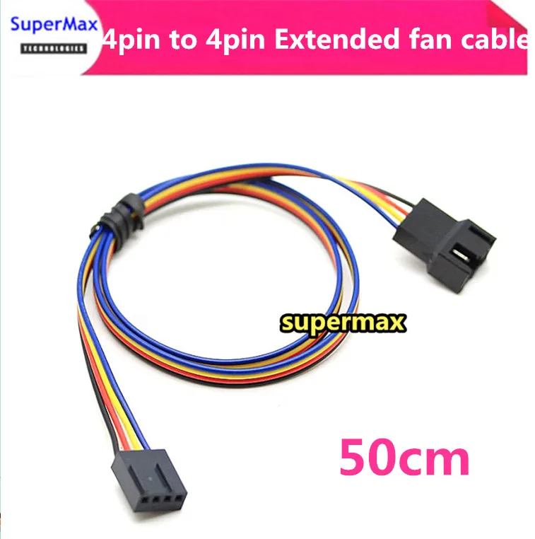 Motherboard Internal 4Pin Female Cooling Fan to 4pin male Power Sleeved Cable 26AWG 50CM