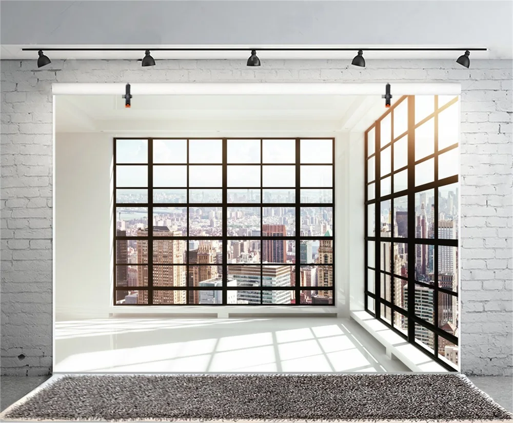 Laeacco-خلفيات للتصوير الفوتوغرافي ، "City Viewhouse ، نافذة فرنسية ، مباني أشعة الشمس ، للأطفال ، استوديو الصور