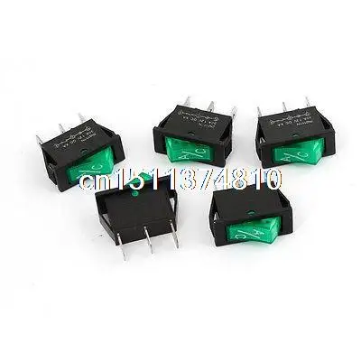 5Pcs Green Neon Light ON/OFF Snap in Rocker Switch 30A DC 12V for Car A/C