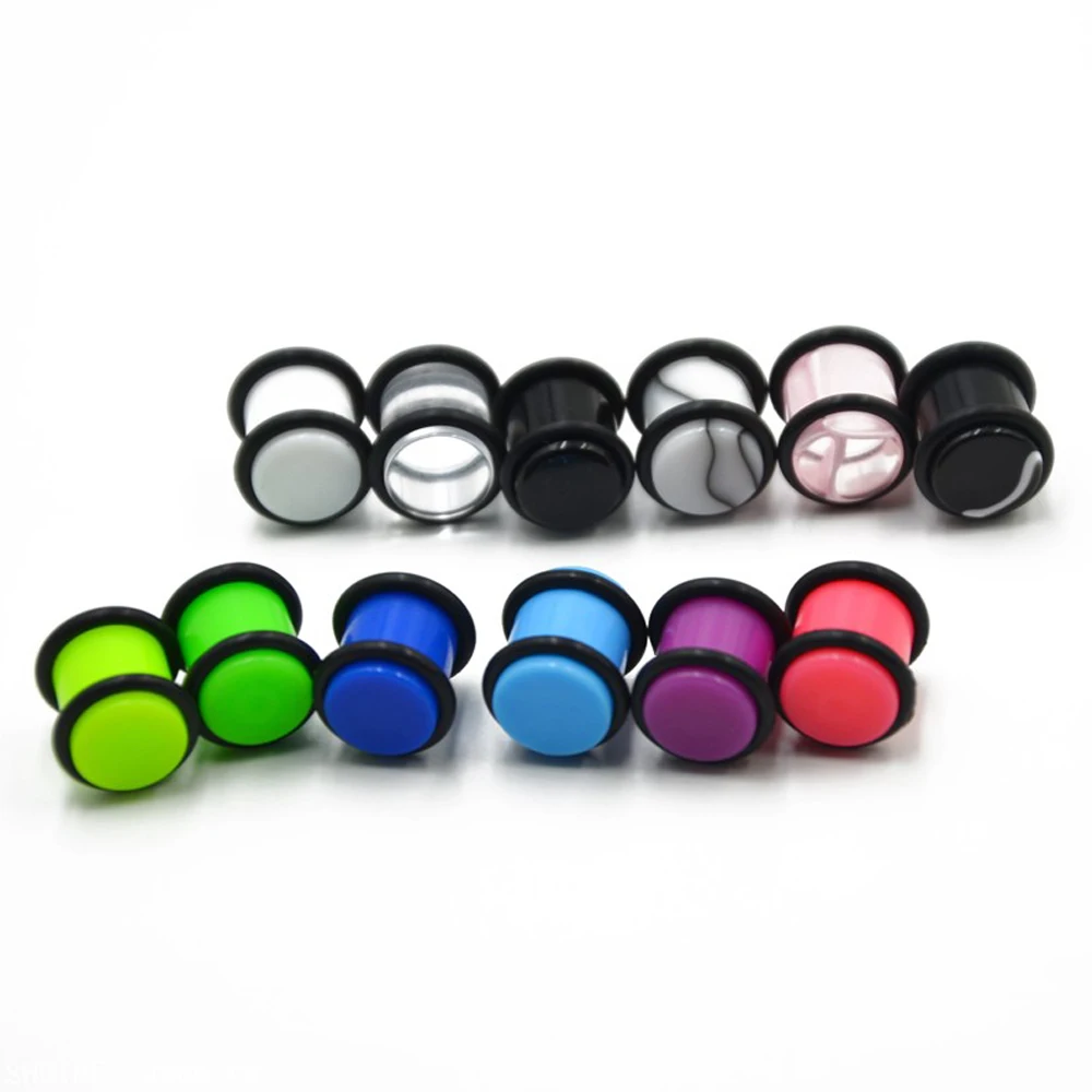 PAIR Acrylic Ear Plugs Stretcher Piercing Assorted Colors Earlets Gauge Piercing O-Rings Ear Piercing Stud Expander Body Jewelry