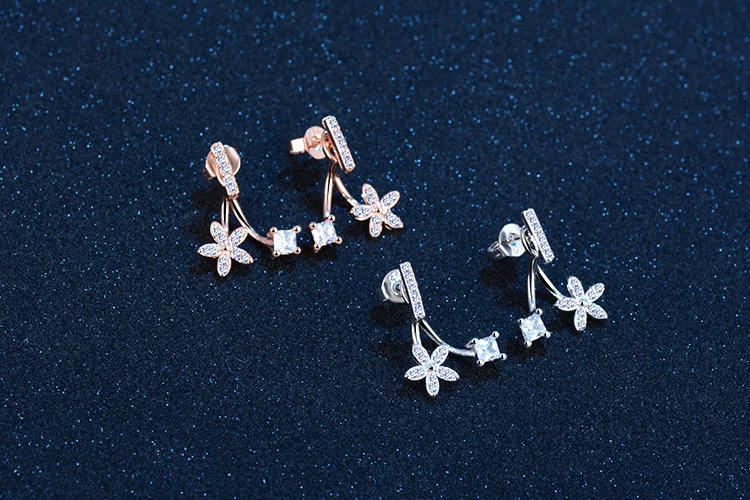 Boucles d'oreilles en plaqué argent pour femmes, bijoux tendance, en or Rose, pour filles, pour mariée, fête de mariage, en cristal, nouvelle collection