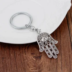 New Fashion Natural Stone Antique Symbol Evil Eye Fatima Hand Pendant Keychain Purse Car Key Rings Holder