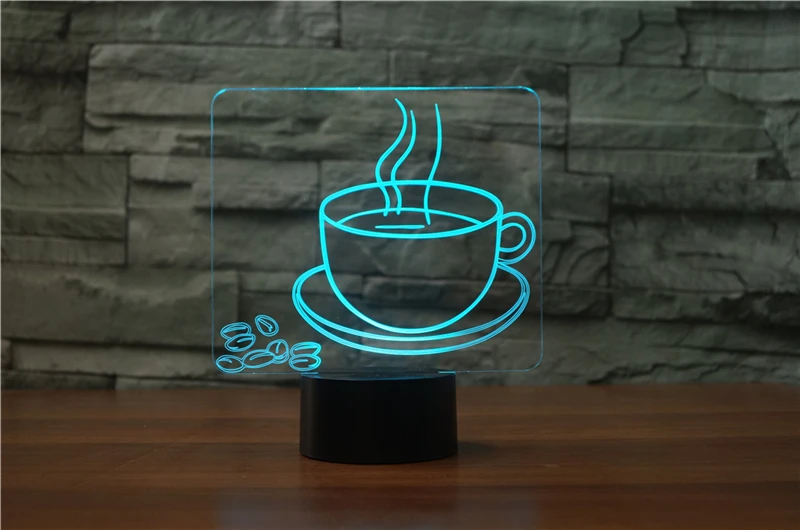 3D Night Light a cup of coffee tea Style Luminaria Fashion Lamp For coffee shop restaurant dining room Decoration lampada led