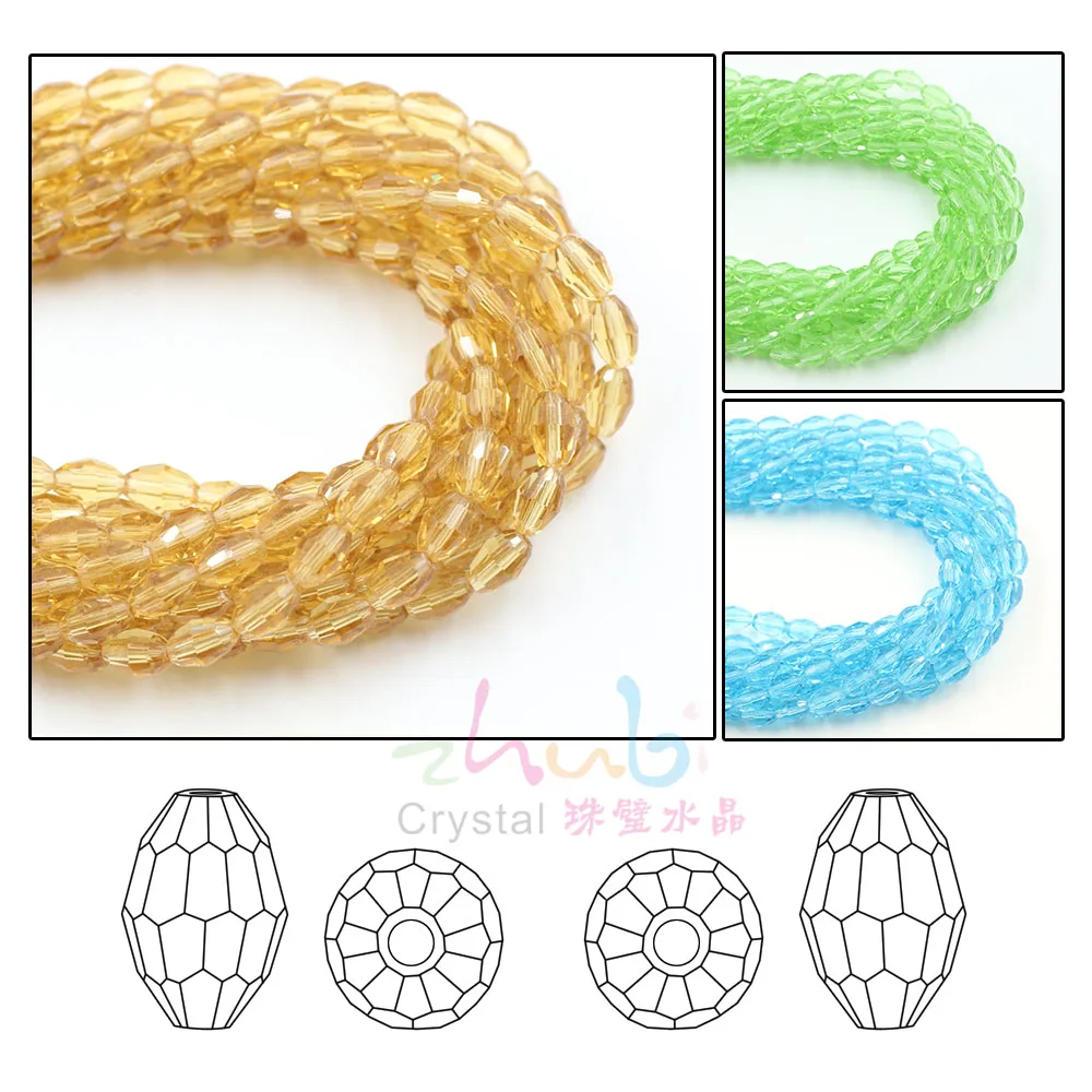 Glass Rice Beads Oval 3x5/4x6/6x8mm Charm Crystal Faceted Loose Olive Beads For DIY Making Bracelet Wholesale In Bulk