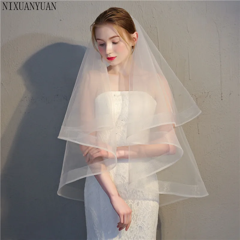 Voile de mariée en Tulle, Simple, court, ivoire, blanc chaud, pour mariée, accessoires de Mariage, bon marché, livraison gratuite, 2021