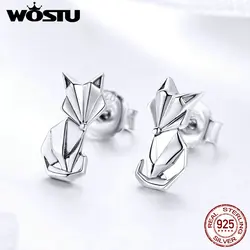 WOSTU New Fashion 925 srebro składane Fox stadniny kolczyki dla kobiet przyjęcie zaręczynowe romantyczny nowy rok biżuteria prezent FIE526