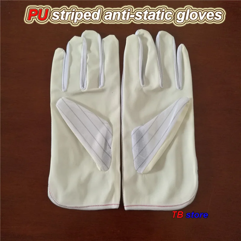 

PU anti-static gloves stripe coating Dust free Antistatic gloves Microelectronics Circuit board operating protective gloves