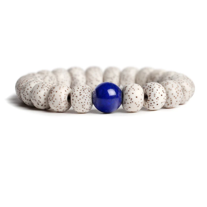 Natural Bodhi Seed with AAA Lapis lazuli Handmade Beaded Bracelet Women Buddhist Yoga Meditation Men Stone Zen Jewelry  Gift view 2