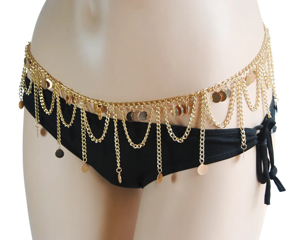 Nieuwe Vrouwen Buikdans Taille Ketting Ronde Metalen Ketting Stage Performance Taille Riem Accessoires Bellydance Riem Gouden Munt Voor Meisjes