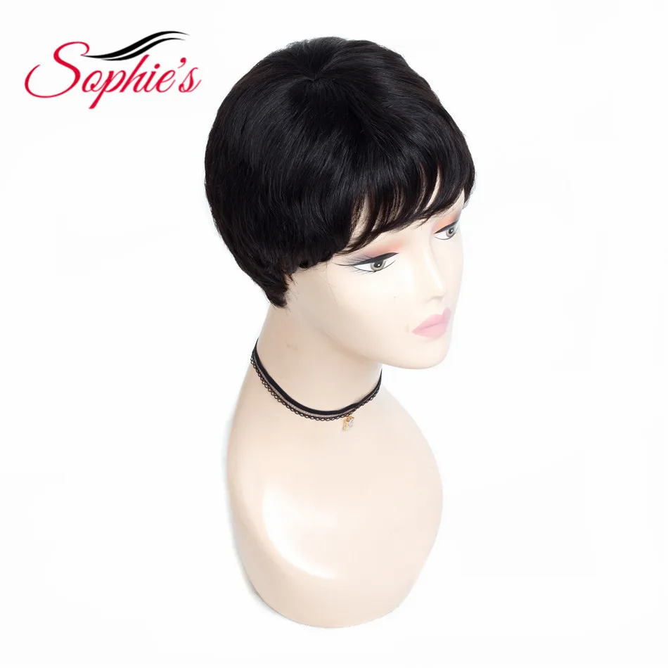 Sophie's-pelucas cortas de cabello humano para mujer, pelo brasileño de onda Natural, No Remy, sin olor, H. ANNA, hinchable, 4,5 pulgadas, 61g