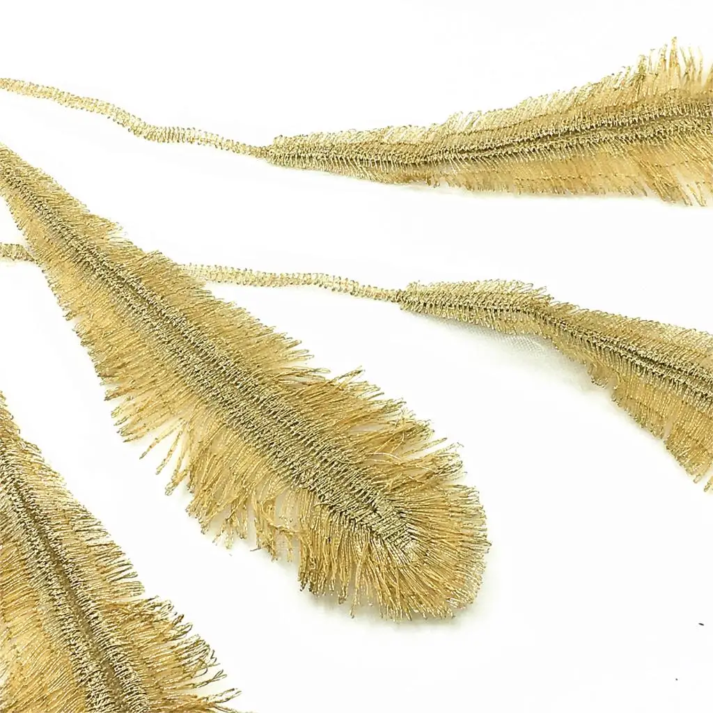 6pcs Gold Feather Applique Patches for DIY Boho Clothes - Sew On for T-Shirt Dress Festival Outfit (8x3.5cm)