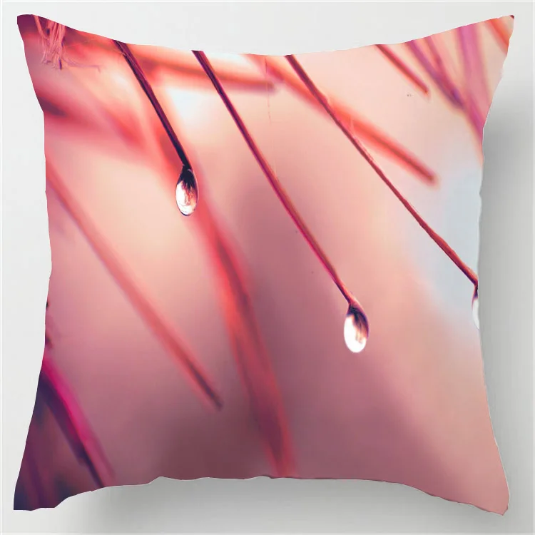 Luxury Printing Morimo Funny scenery colorful green leaf drip Stylish Raindrop Custom Zippered Square Pillow Cover Pillowcases