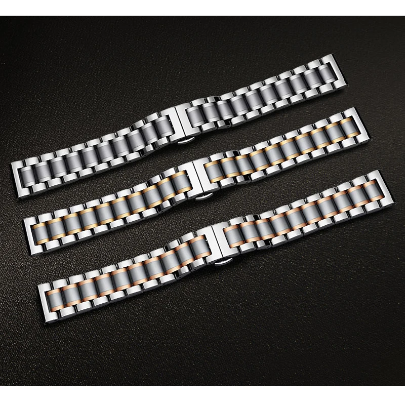 14 16 18 20 22 24 26mm watch Accessories Stainless Steel Watch band metal Strap Bracelet Watchband Wristband Butterfly belt