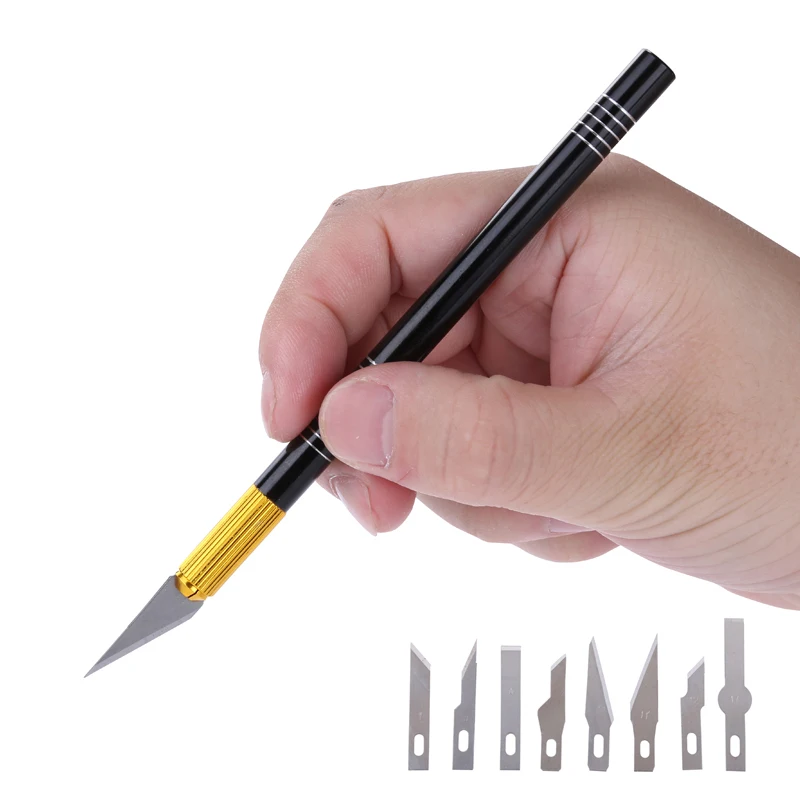 10 pçs/lote Precision Hobby Faca Lâminas de Aço Inoxidável DIY Escultura Faca para a Obra de Arte Artesanato Modelo de Madeira Ferramentas de Reparação PCB