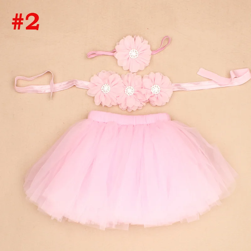 Newborn Photography Props Couture Sweet Fancy Frills Tutu 3 Piece Set Baby Tutu Skirt with Flower Headband and Tutu Top TS067