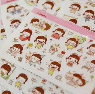 

5packs/lot New Cute Lovely Girl Sticker Set Multifunction Cartoon DIY PVC Sticker Sign post children stickers