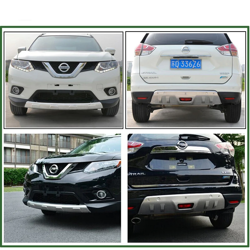 Car Styling For Nissan X-TRAIL 2014 2015 Stainless Steel Exterior Front Rear Bumper Protector Skid Plate Cover Trims Decoration