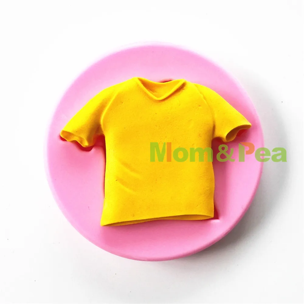 Mom&Pea 0739 Free Shipping Sport T-shirt Shaped Silicone Mold Cake Decoration Fondant Cake 3D Mold Food Grade