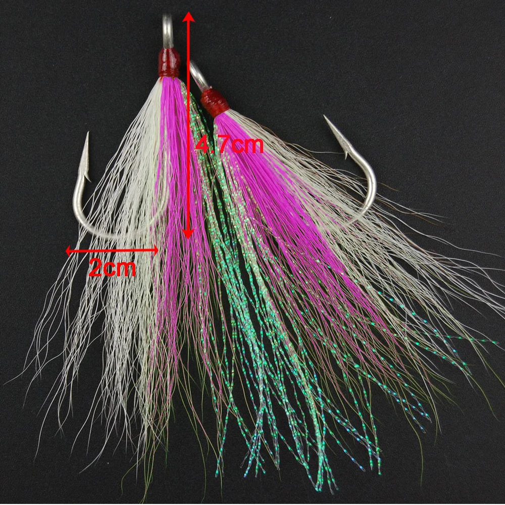 3Pcs Bucktail Teasers Fishing Hooks Saltwater Fishing Lures Buck Tail Rig For Fishing Accessories