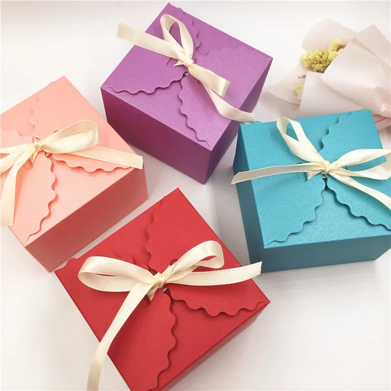 

30pcs Paper Colored Cardboard Boxes Jewelry Gift Box Candy Boxes For Cake\Jewelry\Gift\Chocolate\Party Packing boxes+Ribbon