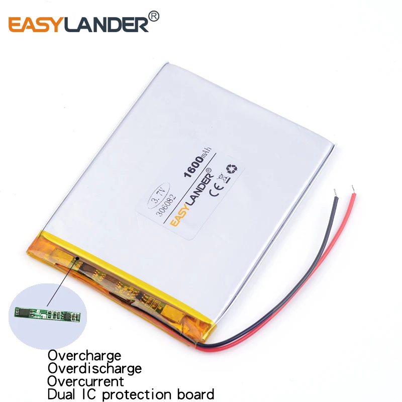 306887 3.7V 1900mAh Rechargeable Lithium Li-ion Polymer Battery For GPS DVR toys mp3 MP4 MP5 Speaker E-book tablet pc