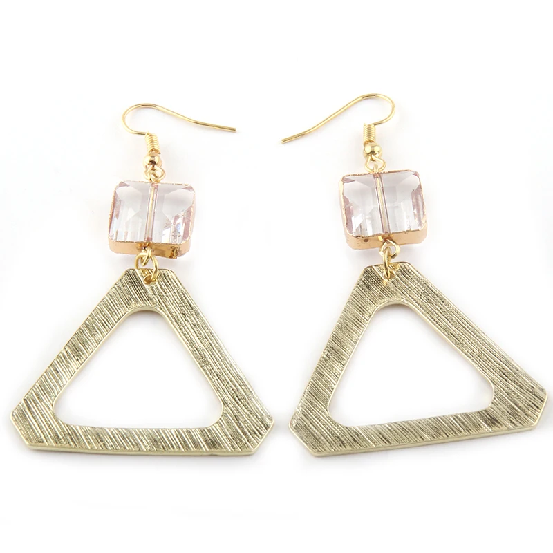Fashion Women Rectangle White Crystal Link Drop Metal Cross Earring