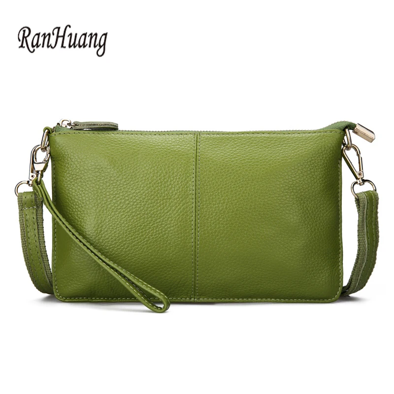 RanHuang Women Genuine Leather Day Clutches Candy Color Shoulder Bags Women\'s Fashion Crossbody Bags Small Clutch Bags