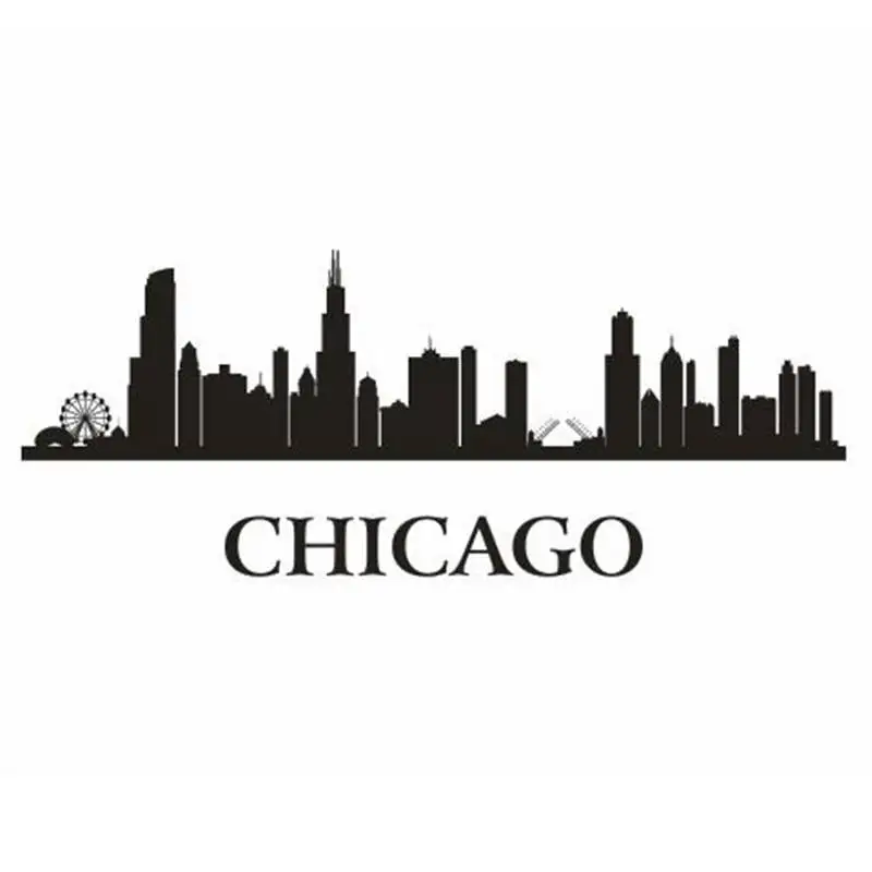 

CHICAGO City Decal Landmark Skyline Wall Stickers Sketch Decals Poster Parede Home Decor Sticker